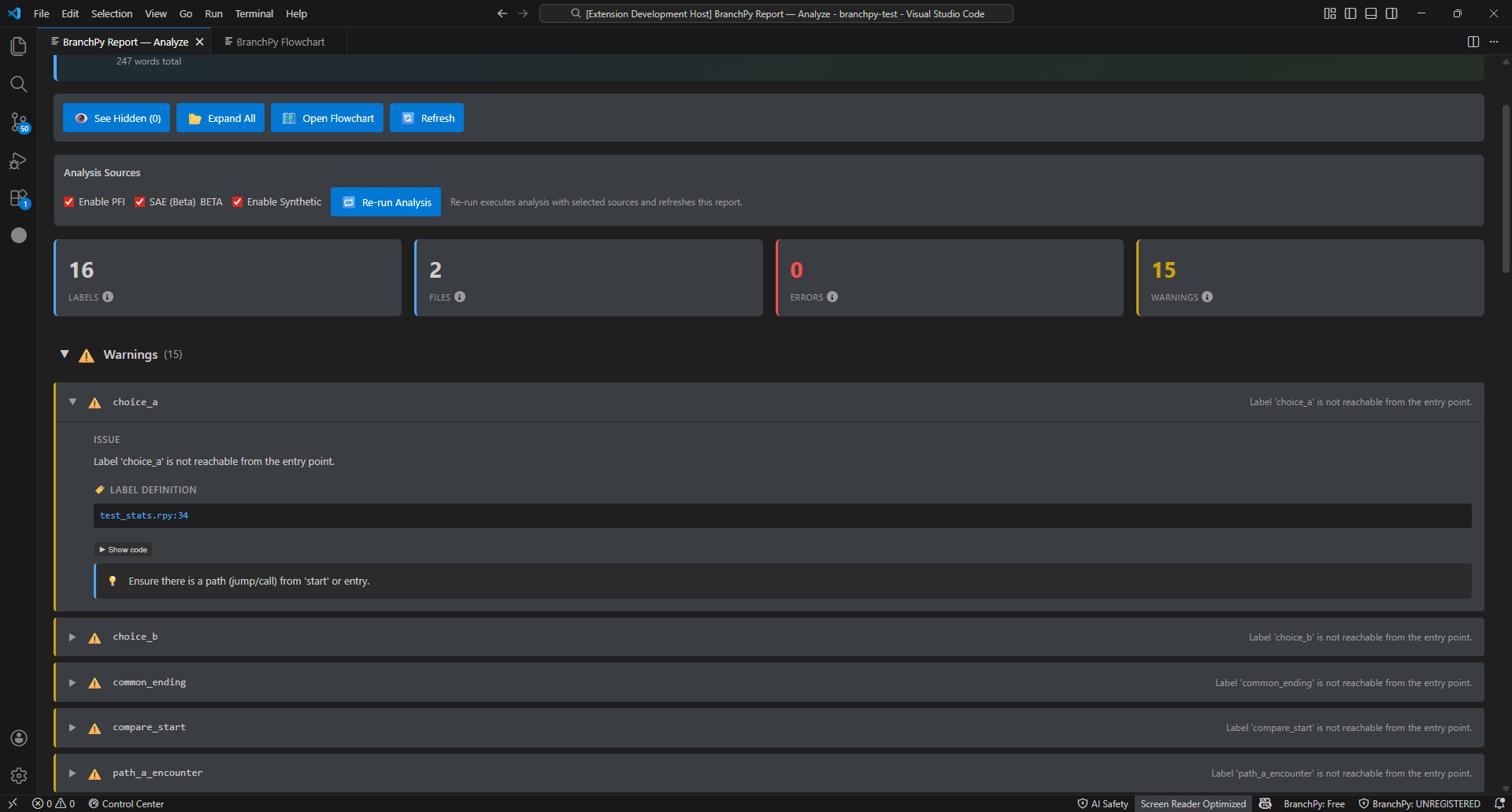 Issue detection detail